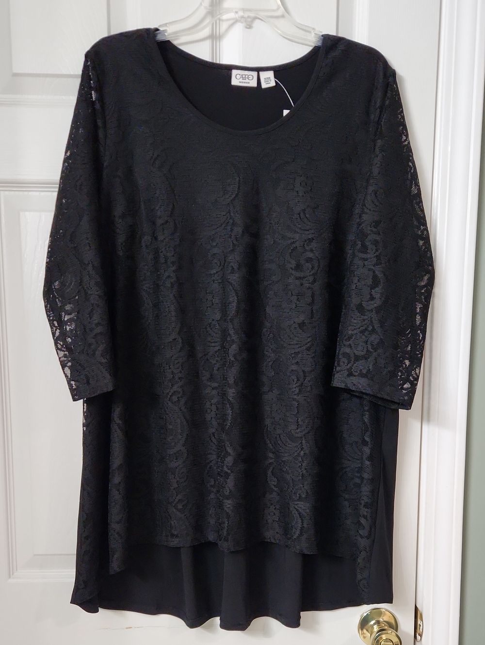 Cato Black Lace Overlay Tunic